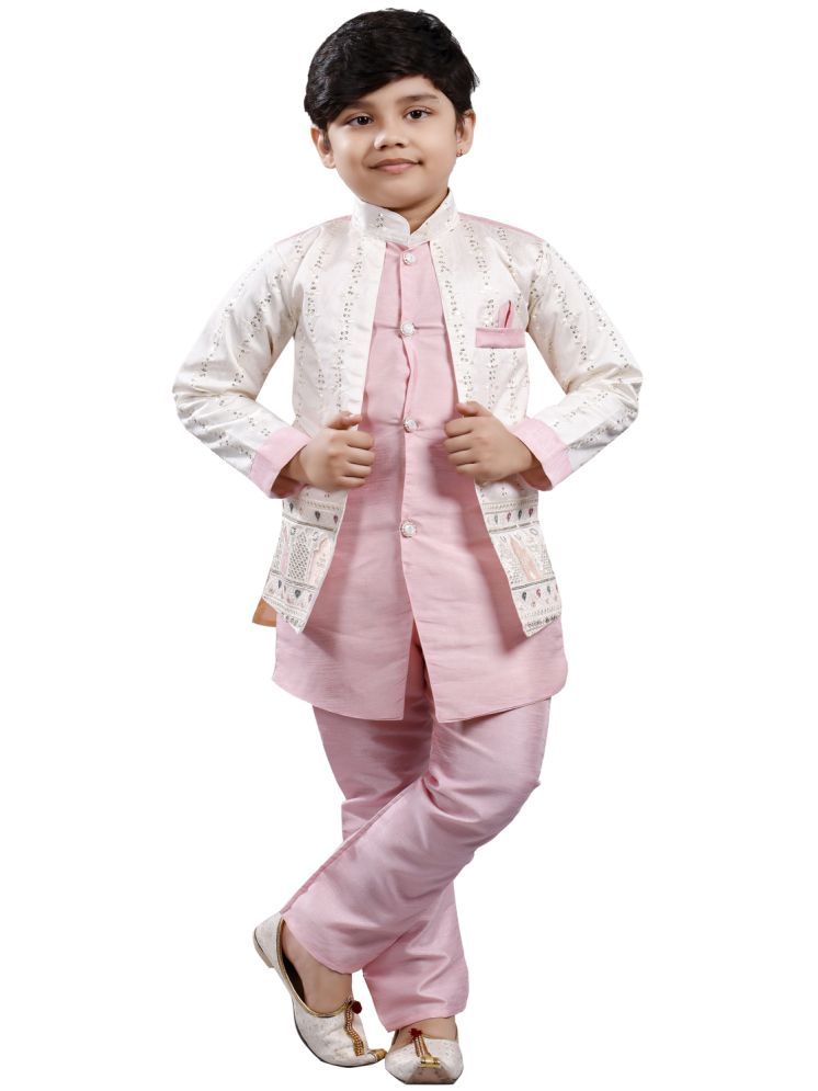     			s muktar garments Boys Cotton Blend Sequined - Pattern Kurta Pant Set ( Pink , Pack of 1 )