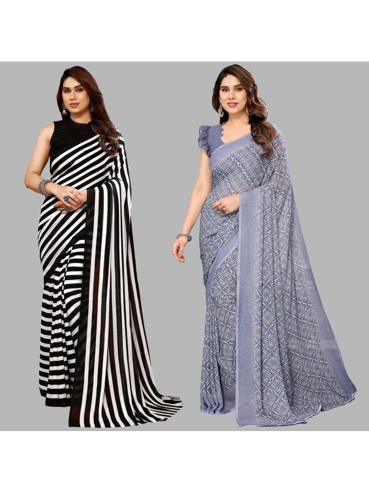     			ANAND SAREES Pack of 2 Georgette Printed Saree With Blouse Piece ( Multicolor )