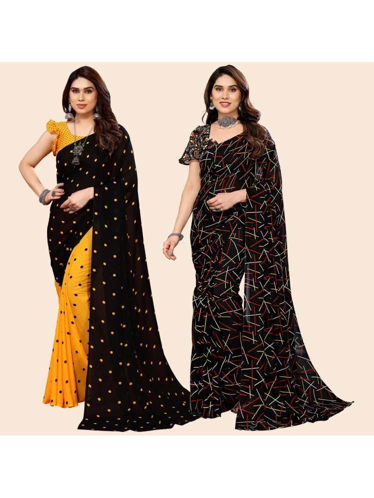     			ANAND SAREES Pack of 2 Georgette Printed Saree With Blouse Piece ( Multicolor )