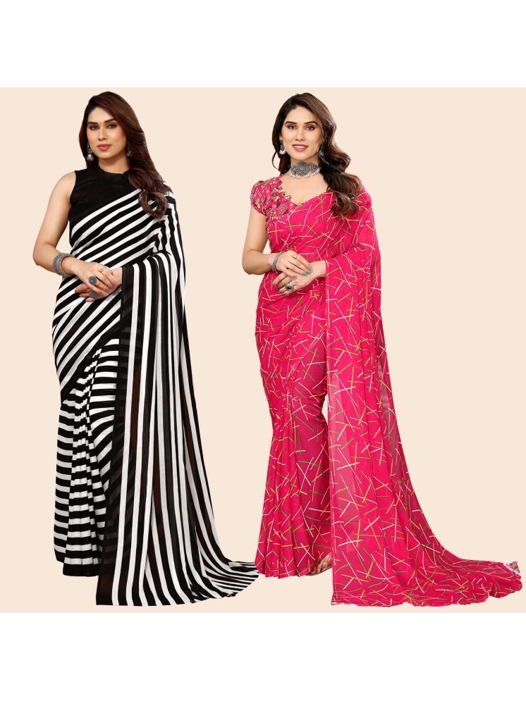     			ANAND SAREES Pack of 2 Georgette Printed Saree With Blouse Piece ( Multicolor )