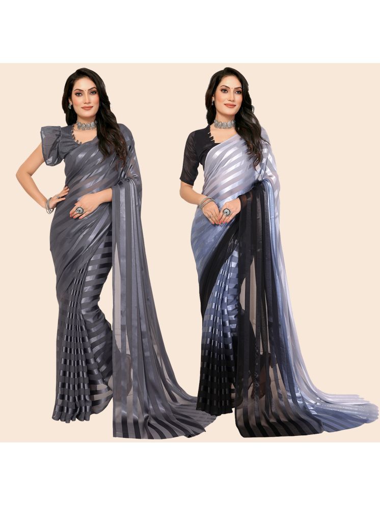     			ANAND SAREES Pack of 2 Satin Striped Saree With Blouse Piece ( Multicolor )