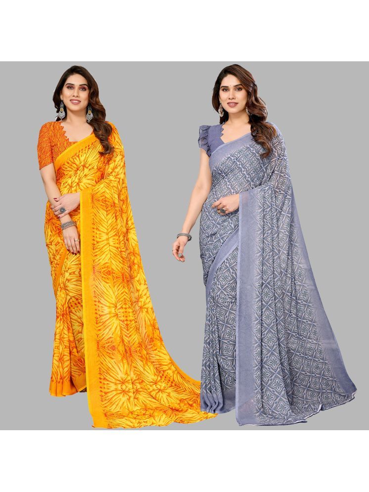     			ANAND SAREES Pack of 2 Georgette Printed Saree With Blouse Piece ( Multicolor )