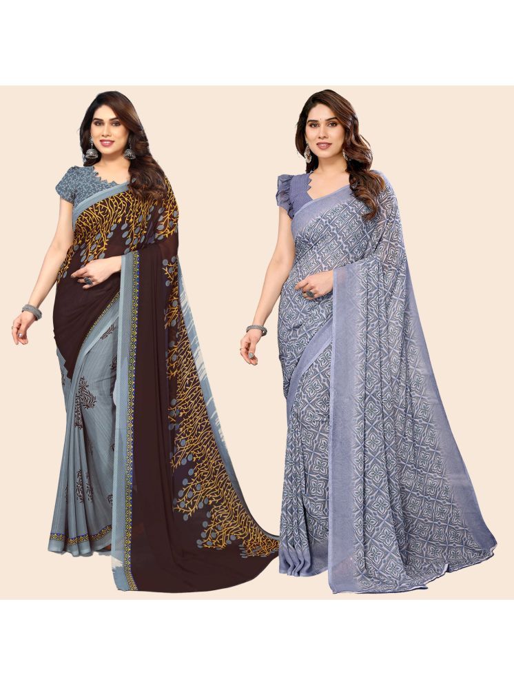     			ANAND SAREES Pack of 2 Georgette Printed Saree With Blouse Piece ( Multicolor )