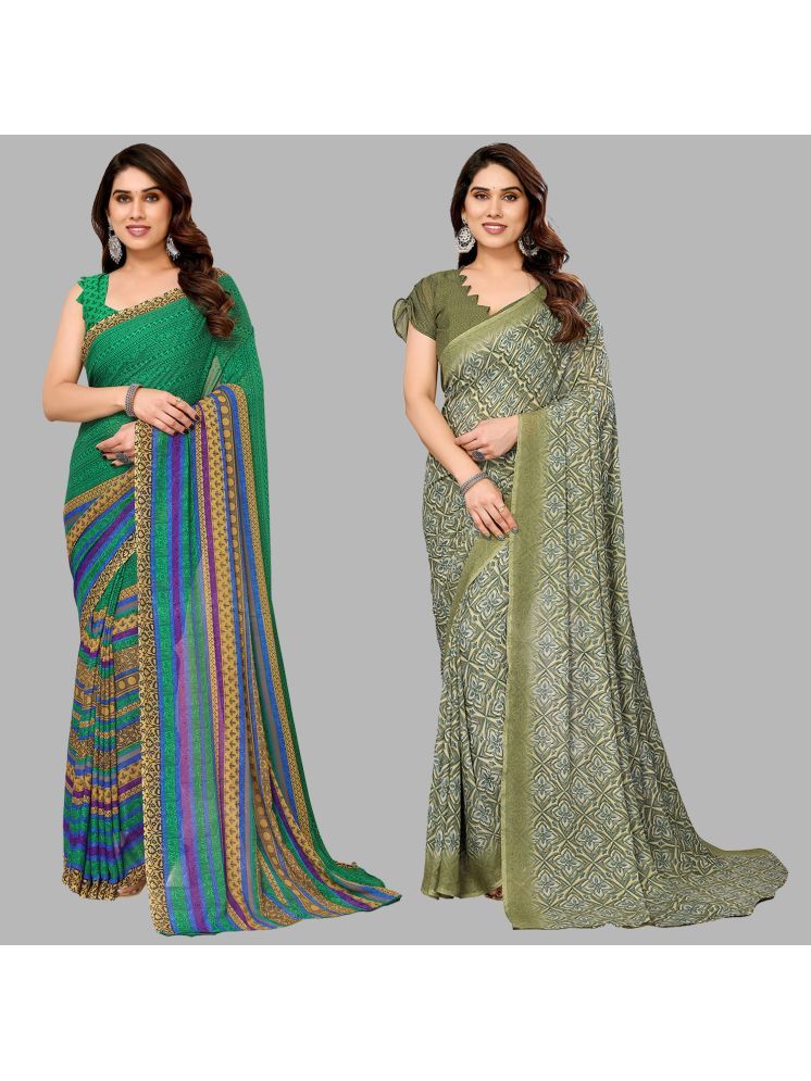     			ANAND SAREES Pack of 2 Georgette Printed Saree With Blouse Piece ( Multicolor )