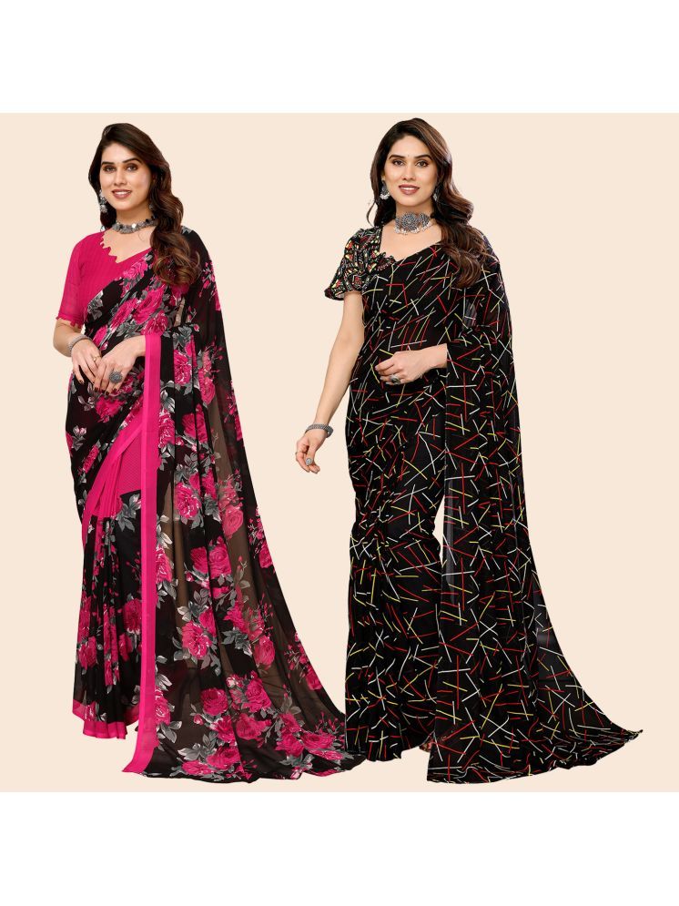     			ANAND SAREES Pack of 2 Georgette Printed Saree With Blouse Piece ( Multicolor )