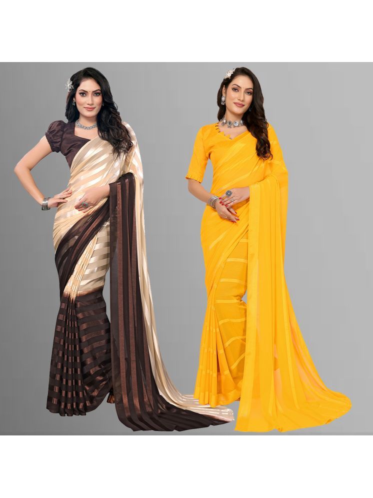     			ANAND SAREES Pack of 2 Satin Striped Saree With Blouse Piece ( Multicolor )