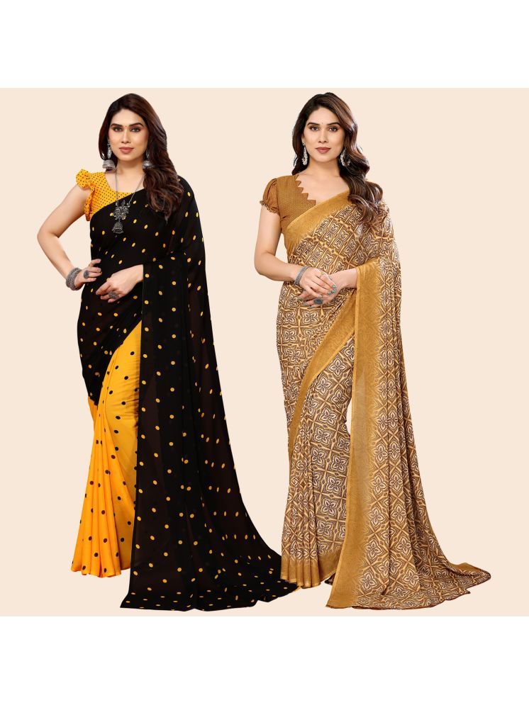     			ANAND SAREES Pack of 2 Georgette Printed Saree With Blouse Piece ( Multicolor )