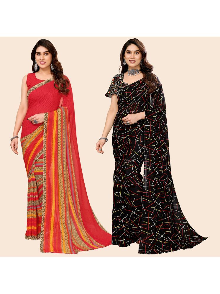     			ANAND SAREES Pack of 2 Georgette Printed Saree With Blouse Piece ( Multicolor )