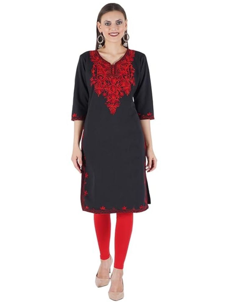     			Aura Glam Pack of 1 Woollen Embroidered Straight Women's Kurti - ( Multicolor2 )