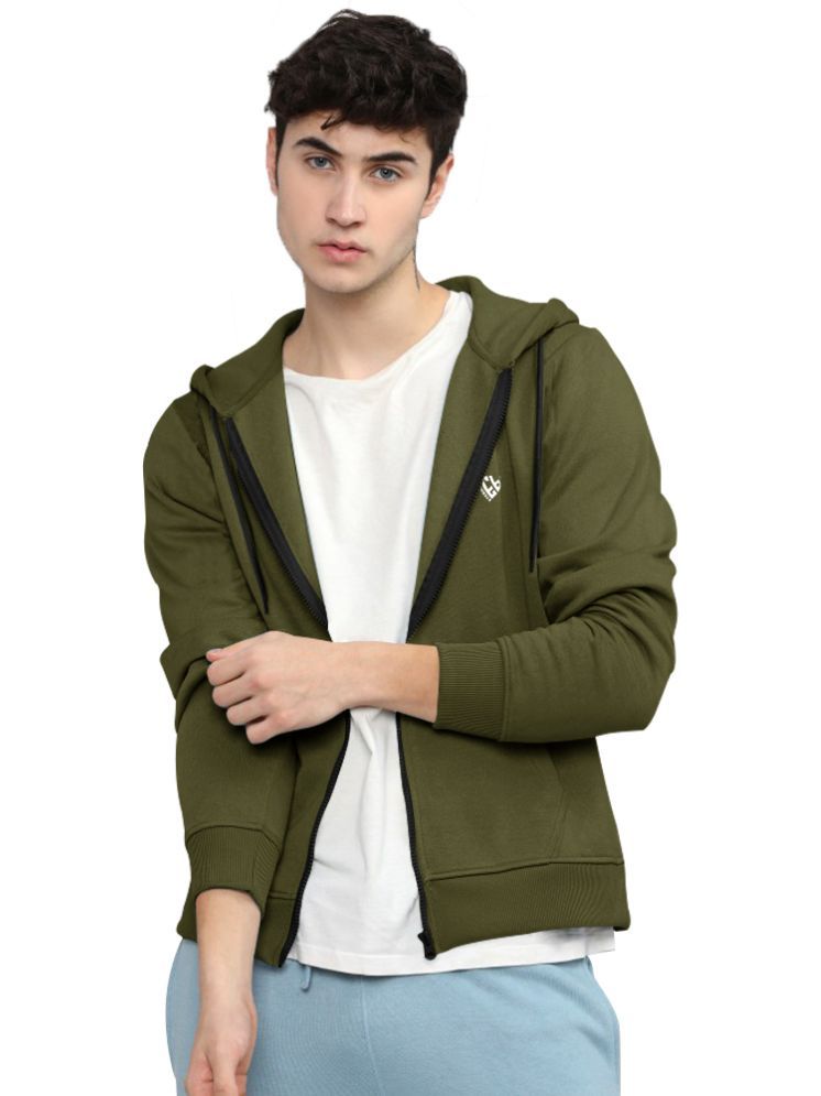     			Eyebogler Fleece Hooded Men's Sweatshirt - Olive ( Pack of 1 )