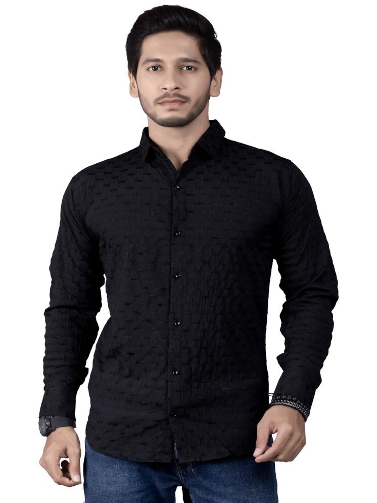     			JEEVAAN - THE PERFECT FASHION Cotton Blend Slim Fit Self Design Full Sleeves Men's Casual Shirt - Black ( Pack of 1 )