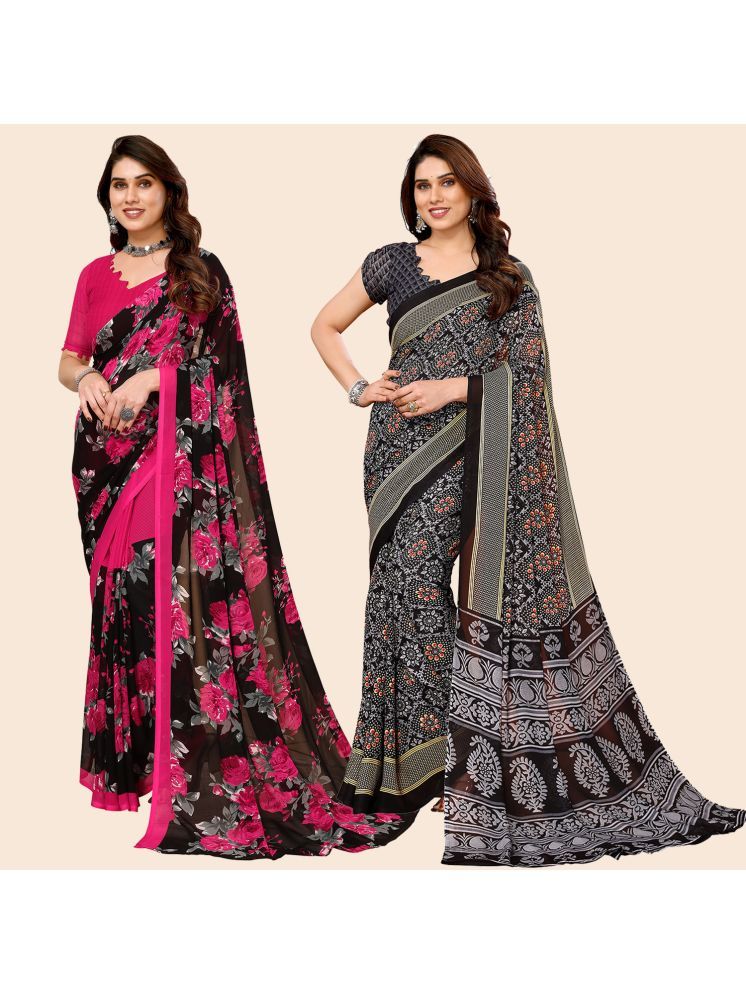     			Kashvi Sarees Pack of 2 Georgette Printed Saree With Blouse Piece ( Multicolor )