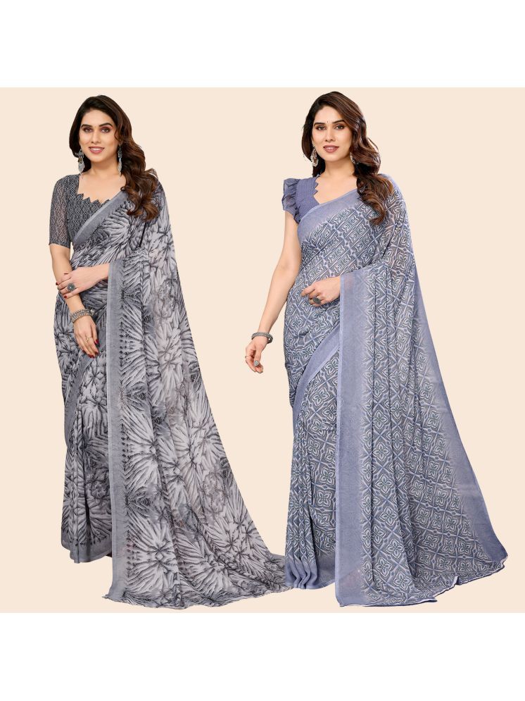     			Kashvi Sarees Pack of 2 Georgette Printed Saree With Blouse Piece ( Multicolor )