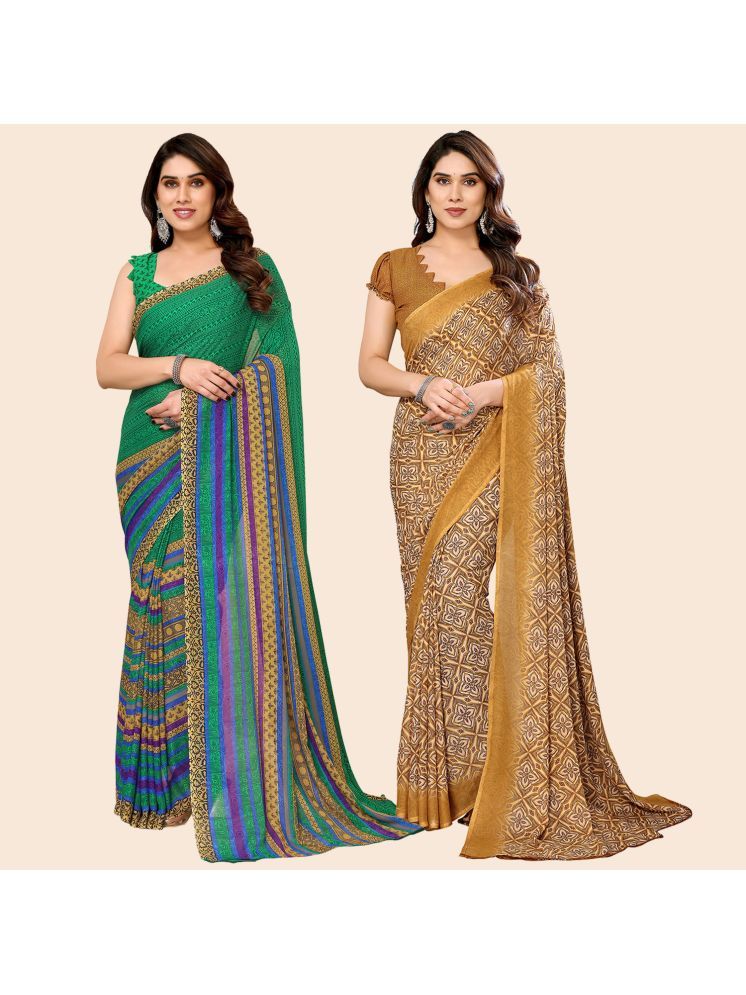     			Kashvi Sarees Pack of 2 Georgette Printed Saree With Blouse Piece ( Multicolor )