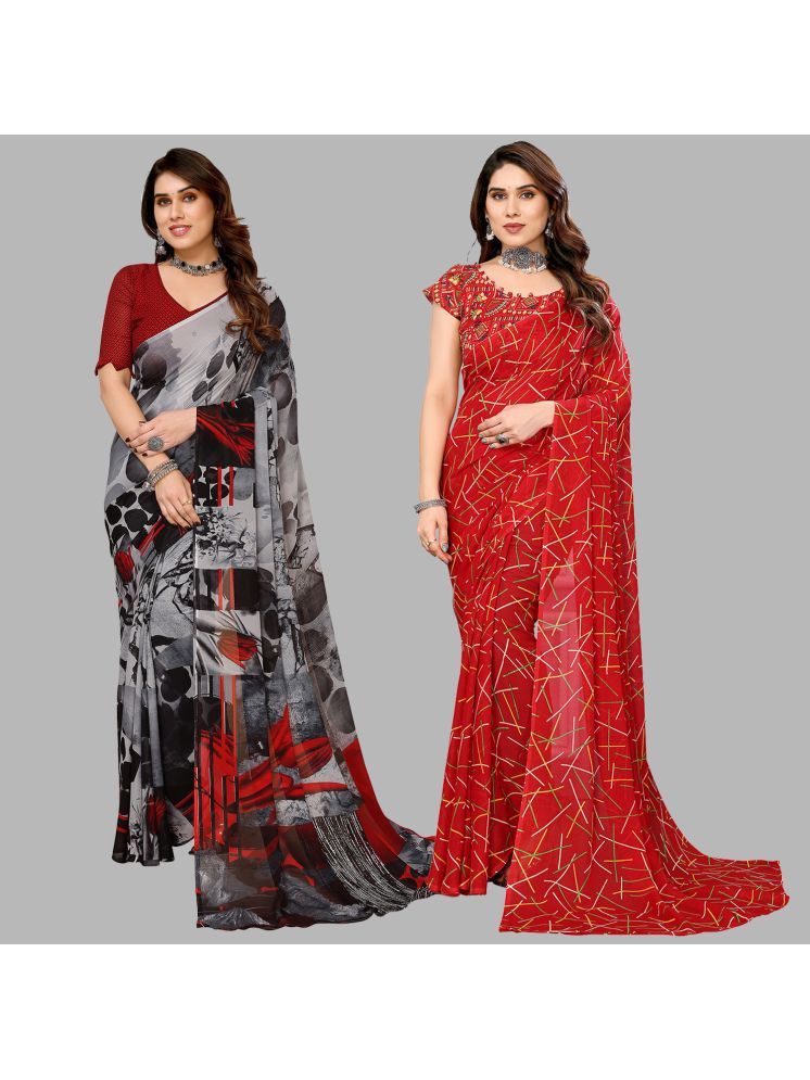     			Kashvi Sarees Pack of 2 Georgette Printed Saree With Blouse Piece ( Multicolor )