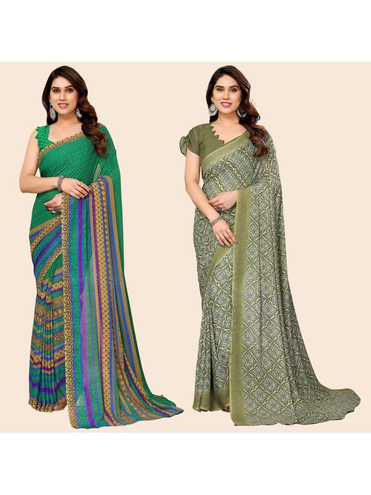     			Kashvi Sarees Pack of 2 Georgette Printed Saree With Blouse Piece ( Multicolor )