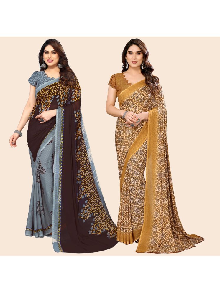     			Kashvi Sarees Pack of 2 Georgette Printed Saree With Blouse Piece ( Multicolor )