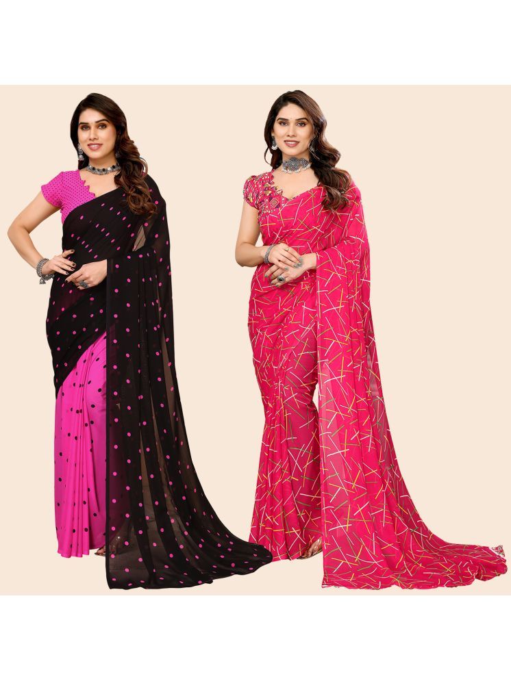     			Kashvi Sarees Pack of 2 Georgette Printed Saree With Blouse Piece ( Multicolor )