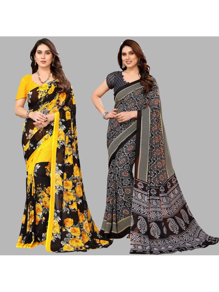     			Kashvi Sarees Pack of 2 Georgette Printed Saree With Blouse Piece ( Multicolor )