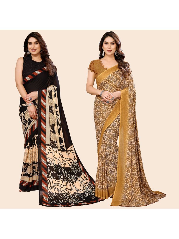     			Kashvi Sarees Pack of 2 Georgette Printed Saree With Blouse Piece ( Multicolor )