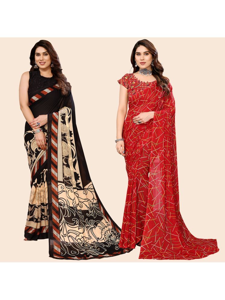     			Kashvi Sarees Pack of 2 Georgette Printed Saree With Blouse Piece ( Multicolor )