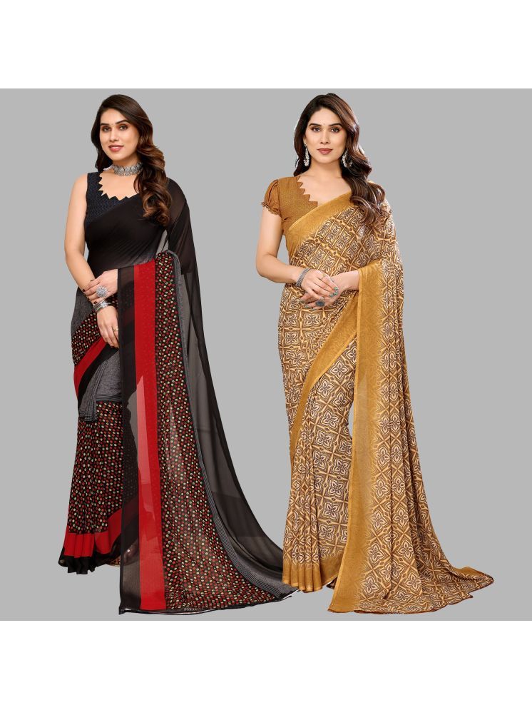     			Kashvi Sarees Pack of 2 Georgette Printed Saree With Blouse Piece ( Multicolor )