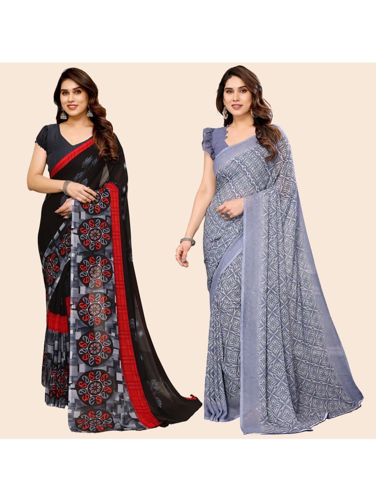     			Kashvi Sarees Pack of 2 Georgette Printed Saree With Blouse Piece ( Multicolor )