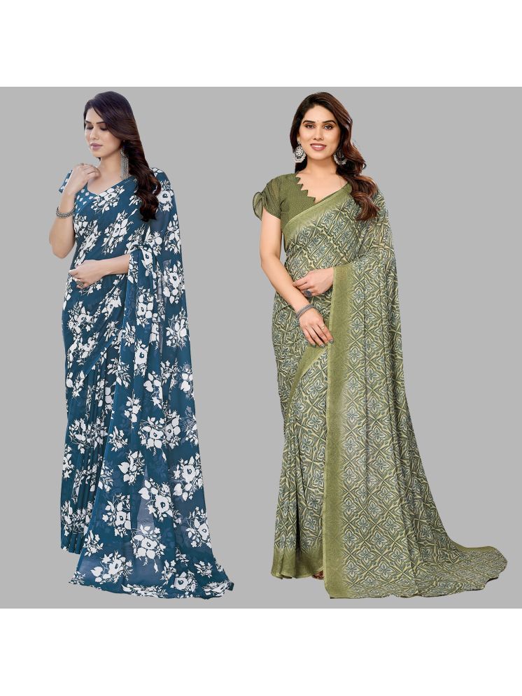     			Kashvi Sarees Pack of 2 Georgette Printed Saree With Blouse Piece ( Multicolor )