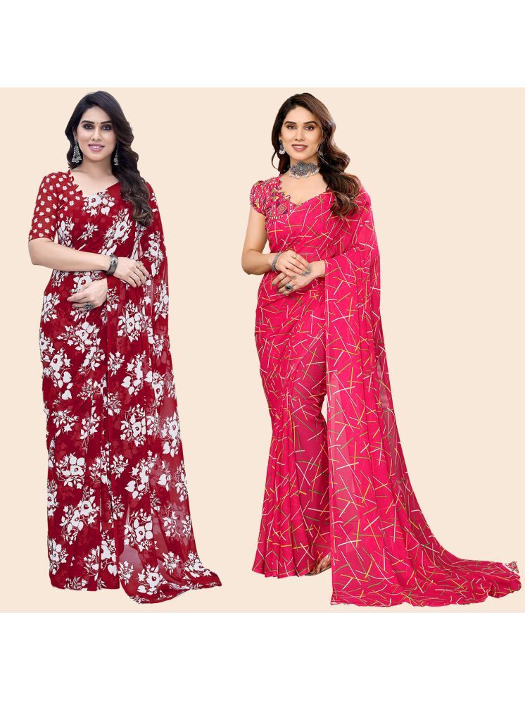     			Kashvi Sarees Pack of 2 Georgette Printed Saree With Blouse Piece ( Multicolor )