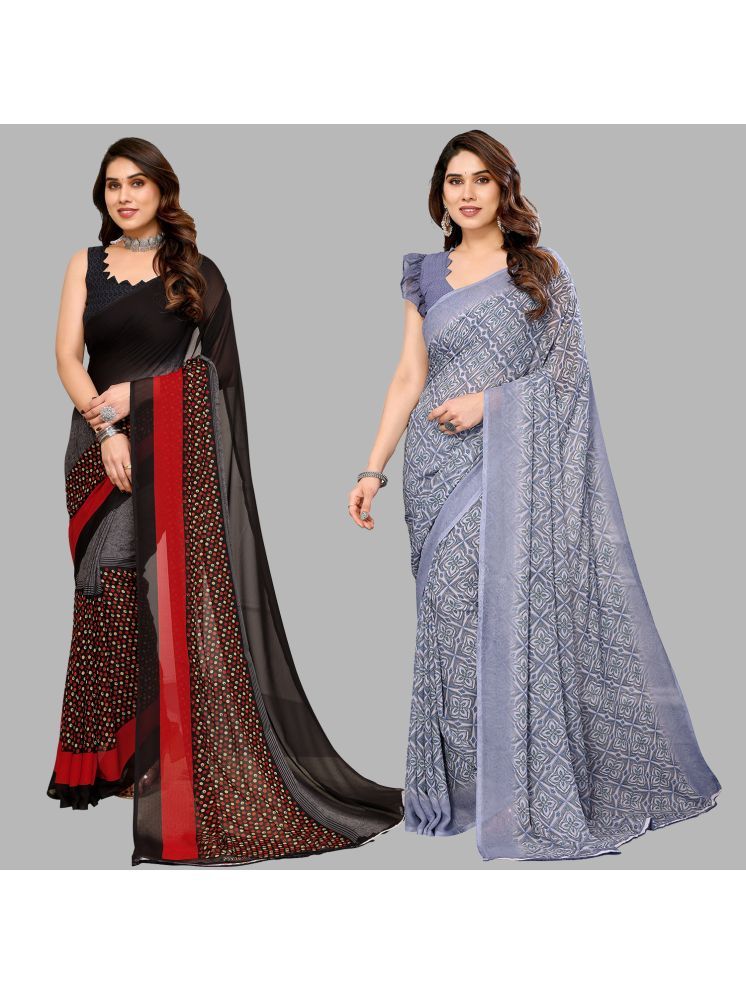     			Kashvi Sarees Pack of 2 Georgette Printed Saree With Blouse Piece ( Multicolor )