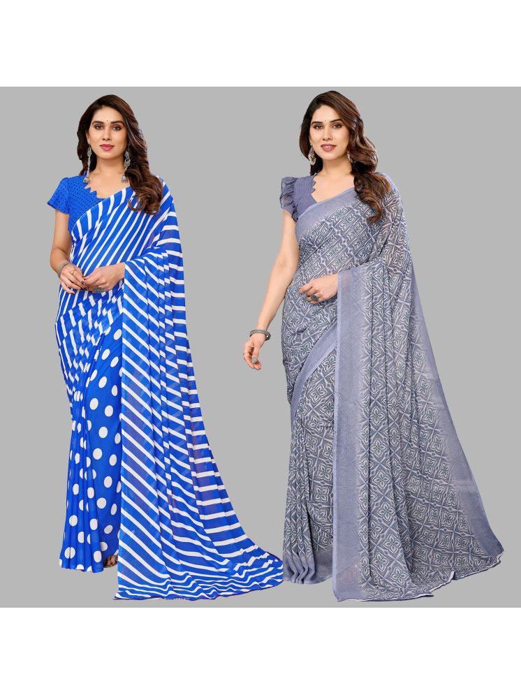     			Kashvi Sarees Pack of 2 Georgette Printed Saree With Blouse Piece ( Multicolor )