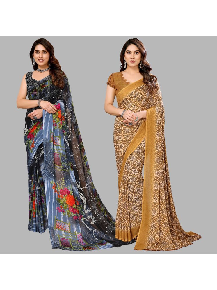     			Kashvi Sarees Pack of 2 Georgette Printed Saree With Blouse Piece ( Multicolor )