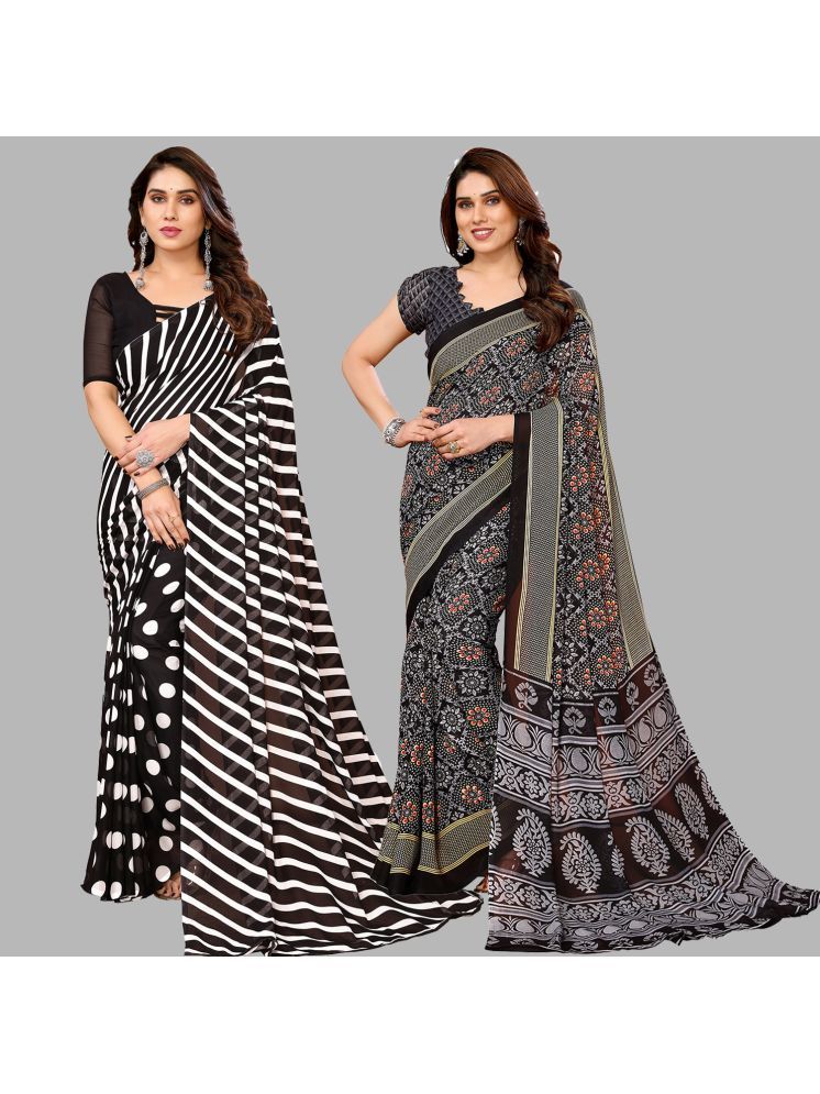     			Kashvi Sarees Pack of 2 Georgette Printed Saree With Blouse Piece ( Multicolor )