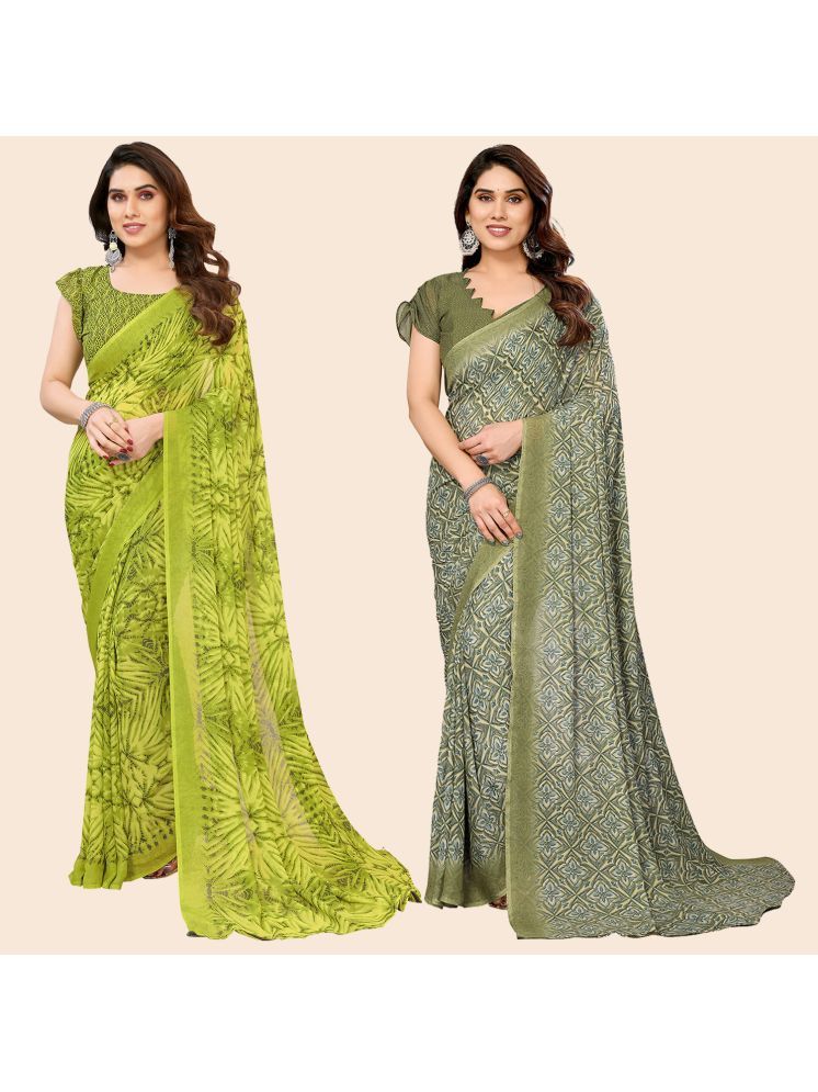     			Kashvi Sarees Pack of 2 Georgette Printed Saree With Blouse Piece ( Multicolor )