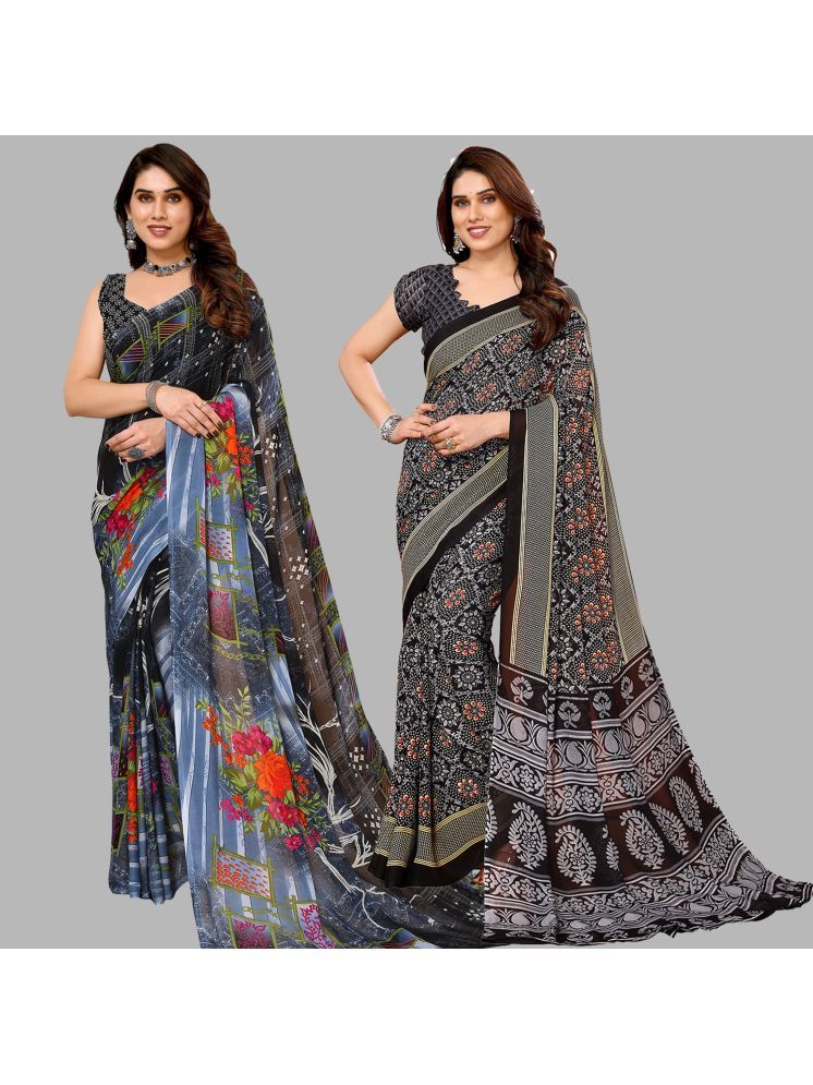     			Kashvi Sarees Pack of 2 Georgette Printed Saree With Blouse Piece ( Multicolor )