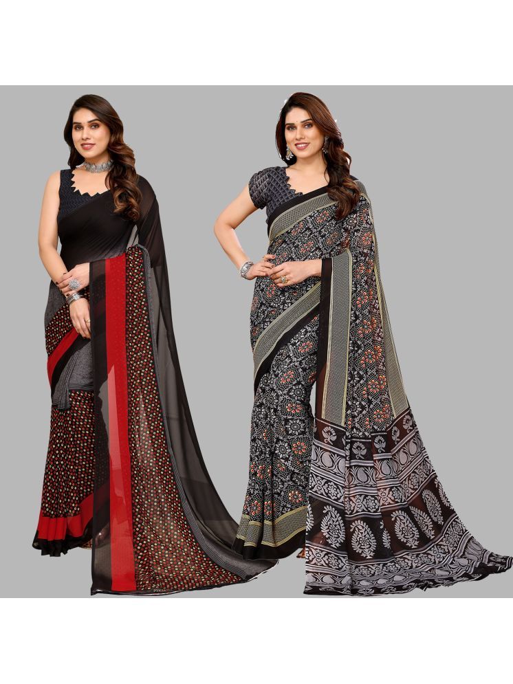     			Kashvi Sarees Pack of 2 Georgette Printed Saree With Blouse Piece ( Multicolor )