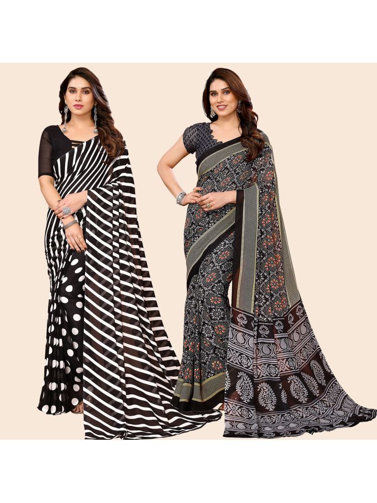     			Kashvi Sarees Pack of 2 Georgette Printed Saree With Blouse Piece ( Multicolor )