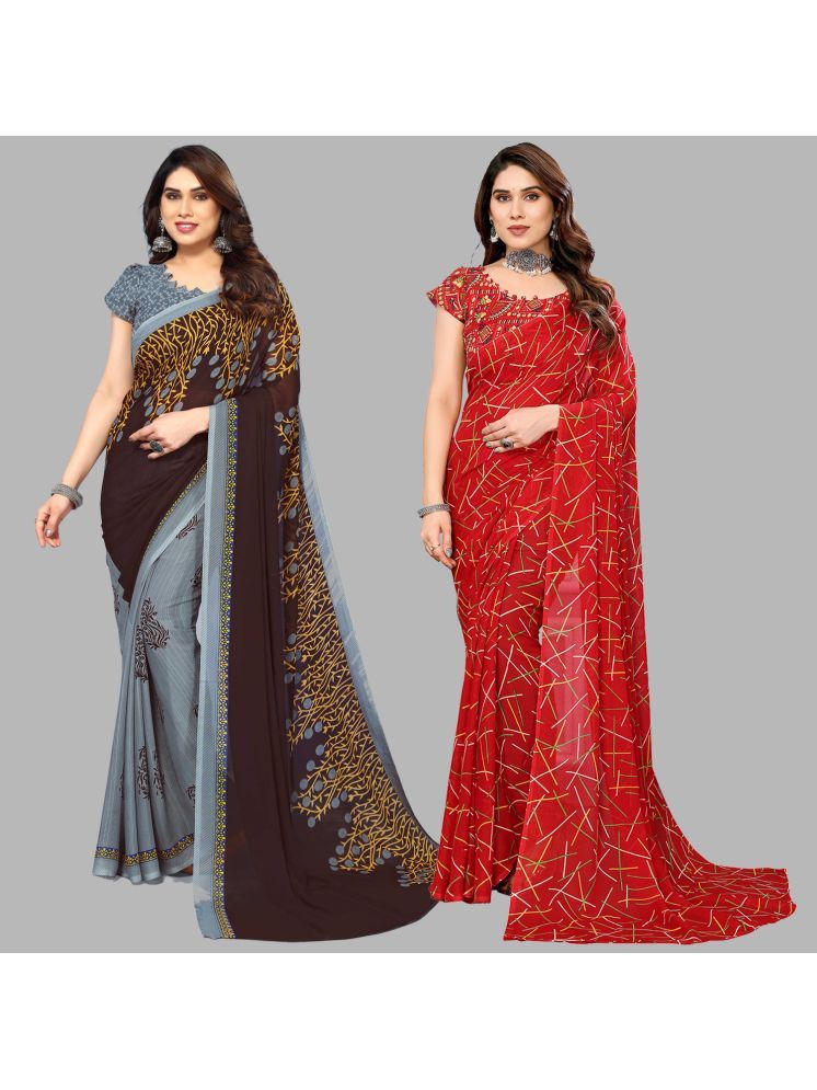     			Kashvi Sarees Pack of 2 Georgette Printed Saree With Blouse Piece ( Multicolor )