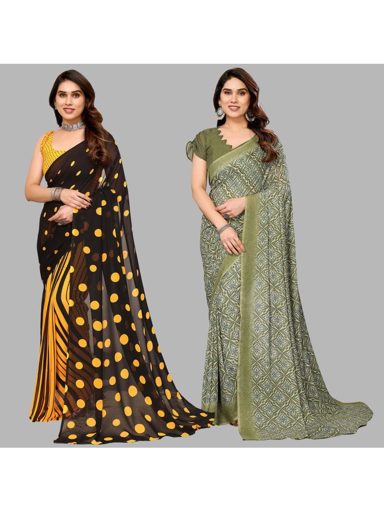     			Kashvi Sarees Pack of 2 Georgette Printed Saree With Blouse Piece ( Multicolor )