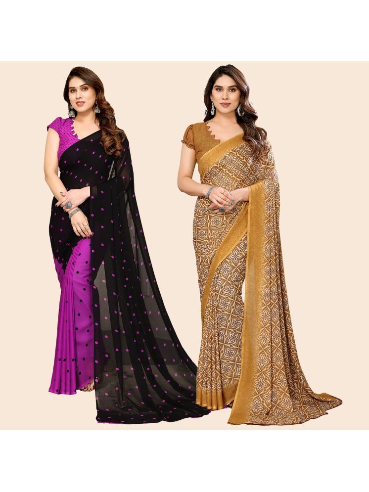     			Kashvi Sarees Pack of 2 Georgette Printed Saree With Blouse Piece ( Multicolor )