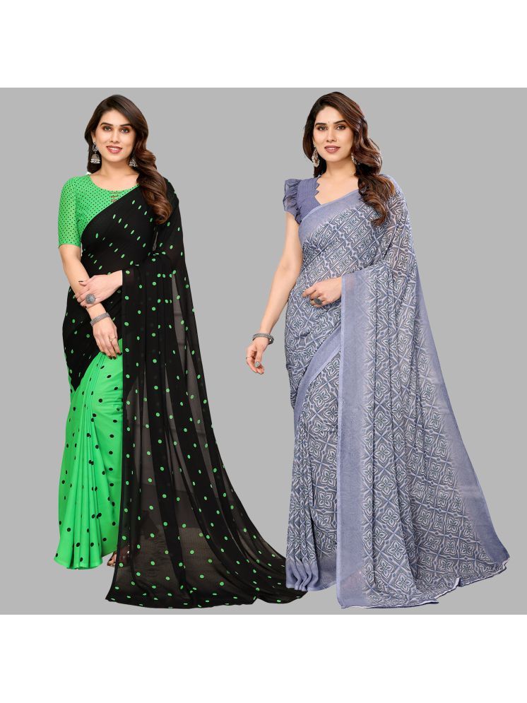     			Kashvi Sarees Pack of 2 Georgette Printed Saree With Blouse Piece ( Multicolor )