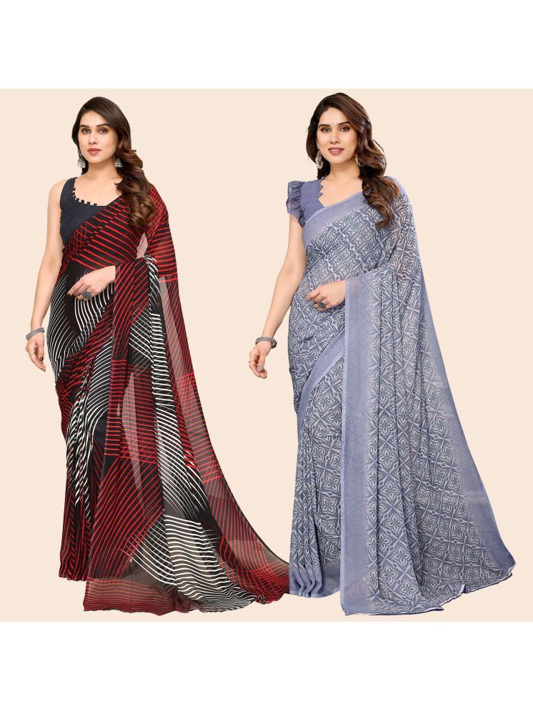     			Kashvi Sarees Pack of 2 Georgette Printed Saree With Blouse Piece ( Multicolor )