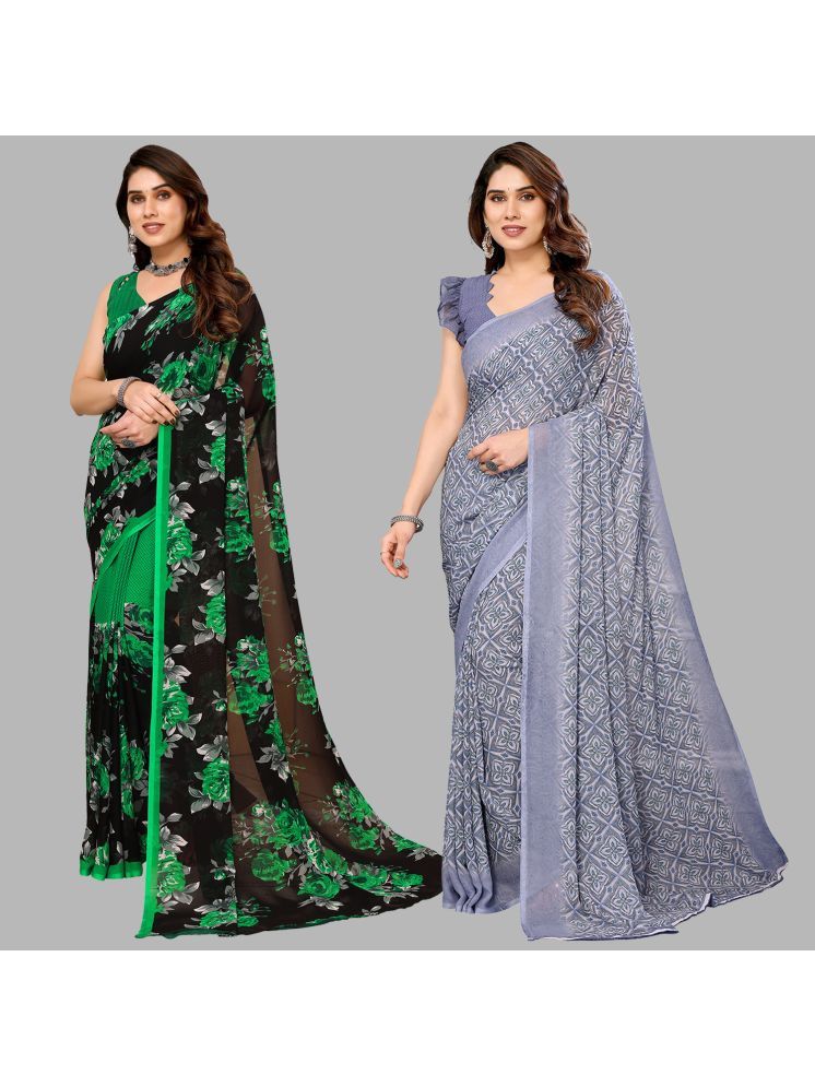     			Kashvi Sarees Pack of 2 Georgette Printed Saree With Blouse Piece ( Multicolor )