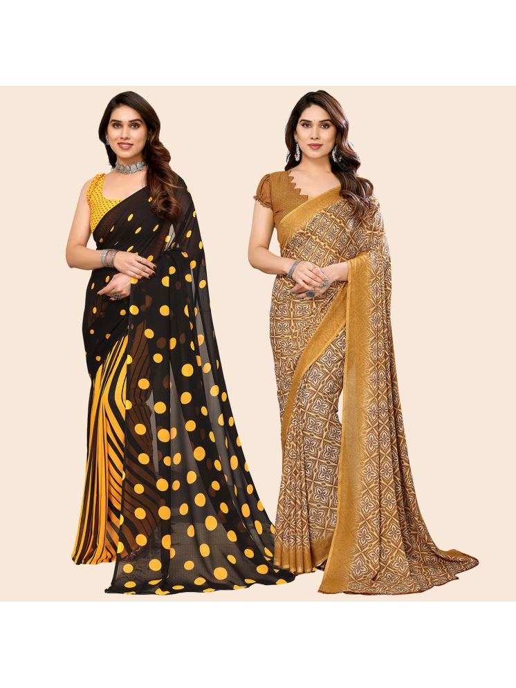     			Kashvi Sarees Pack of 2 Georgette Printed Saree With Blouse Piece ( Multicolor )