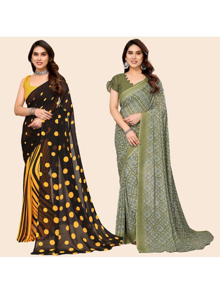     			Kashvi Sarees Pack of 2 Georgette Printed Saree With Blouse Piece ( Multicolor )