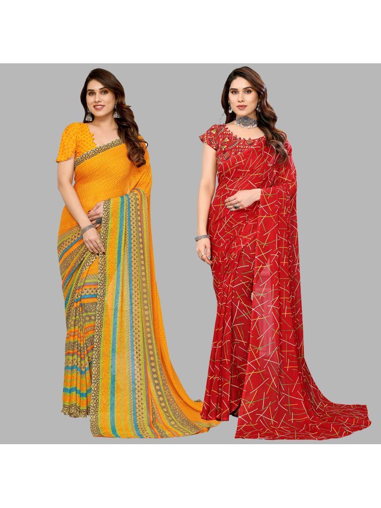     			Kashvi Sarees Pack of 2 Georgette Printed Saree With Blouse Piece ( Multicolor )