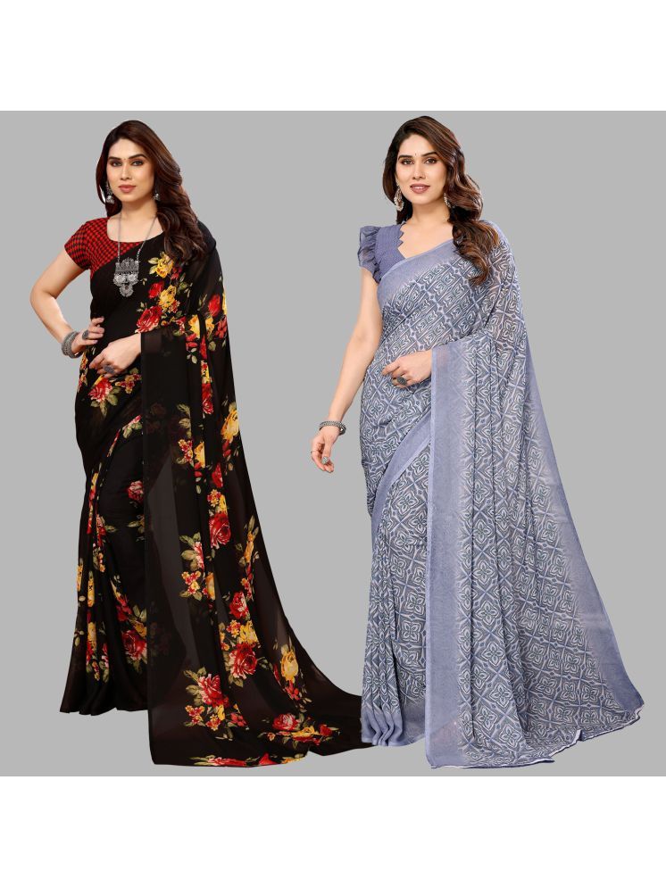     			Kashvi Sarees Pack of 2 Georgette Printed Saree With Blouse Piece ( Multicolor )