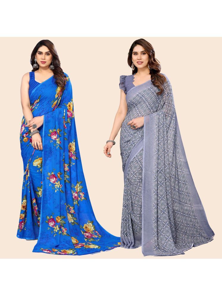     			Kashvi Sarees Pack of 2 Georgette Printed Saree With Blouse Piece ( Multicolor )