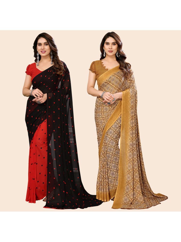     			Kashvi Sarees Pack of 2 Georgette Printed Saree With Blouse Piece ( Multicolor )