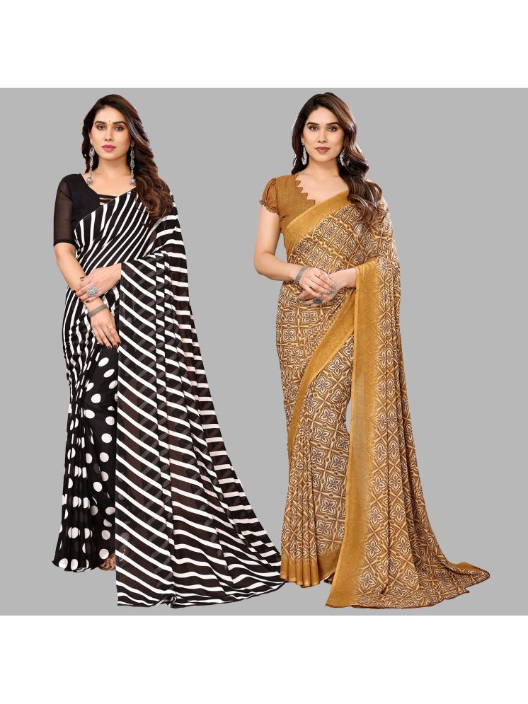     			Kashvi Sarees Pack of 2 Georgette Printed Saree With Blouse Piece ( Multicolor )